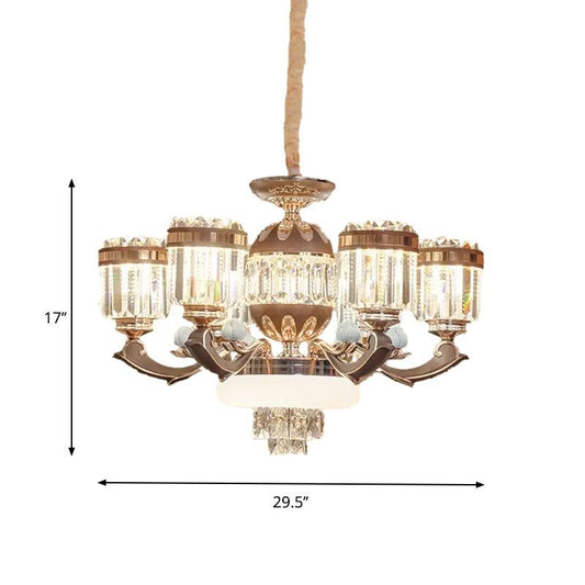 6/8 Lights Chandelier Pendant Light Modern Living Room Ceiling Hang Fixture in Gold - Rebooters