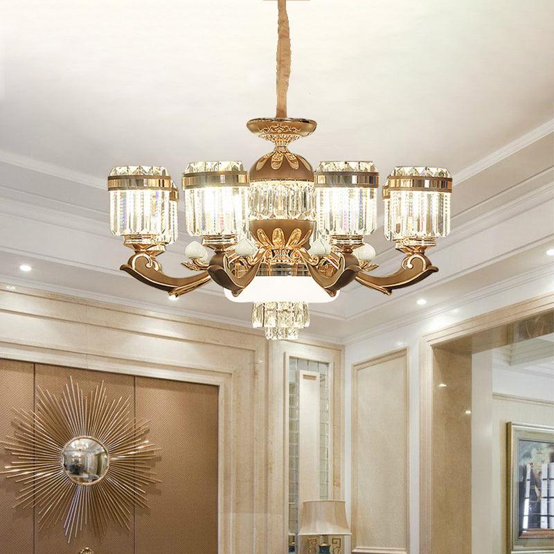 6/8 Lights Chandelier Pendant Light Modern Living Room Ceiling Hang Fixture in Gold - Rebooters