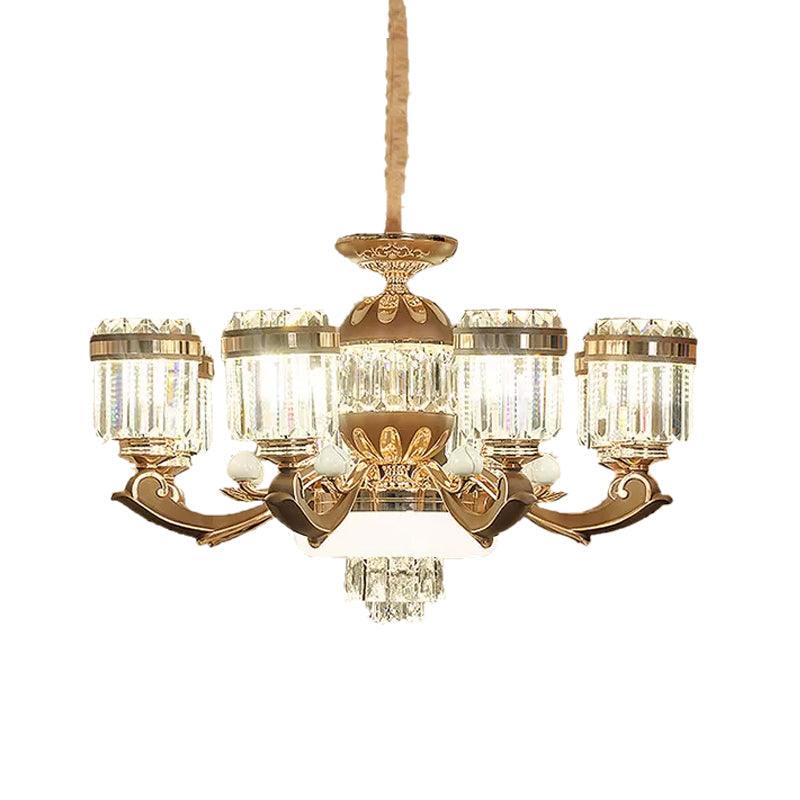 6/8 Lights Chandelier Pendant Light Modern Living Room Ceiling Hang Fixture in Gold - Rebooters