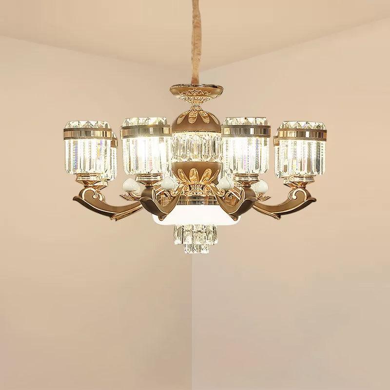 6/8 Lights Chandelier Pendant Light Modern Living Room Ceiling Hang Fixture in Gold - Rebooters