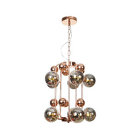 Ball Hanging Chandelier Modernist Smoke Gray Amber Glass - Rebooters