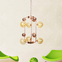 Ball Hanging Chandelier Modernist Smoke Gray Amber Glass - Rebooters