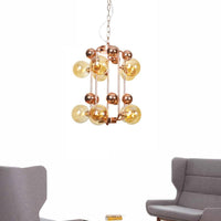 Ball Hanging Chandelier Modernist Smoke Gray Amber Glass - Rebooters