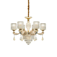 6/8-Light Crystal Pendant Lighting Modernism Gold Cylinder Chandelier - Rebooters