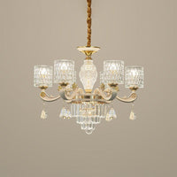 6/8-Light Crystal Pendant Lighting Modernism Gold Cylinder Chandelier - Rebooters