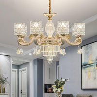 6/8-Light Crystal Pendant Lighting Modernism Gold Cylinder Chandelier - Rebooters