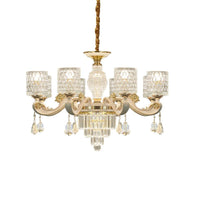 6/8-Light Crystal Pendant Lighting Modernism Gold Cylinder Chandelier - Rebooters
