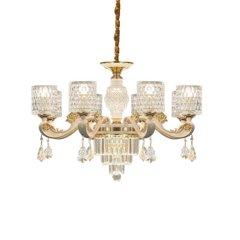 6/8-Light Crystal Pendant Lighting Modernism Gold Cylinder Chandelier - Rebooters