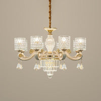 6/8-Light Crystal Pendant Lighting Modernism Gold Cylinder Chandelier - Rebooters
