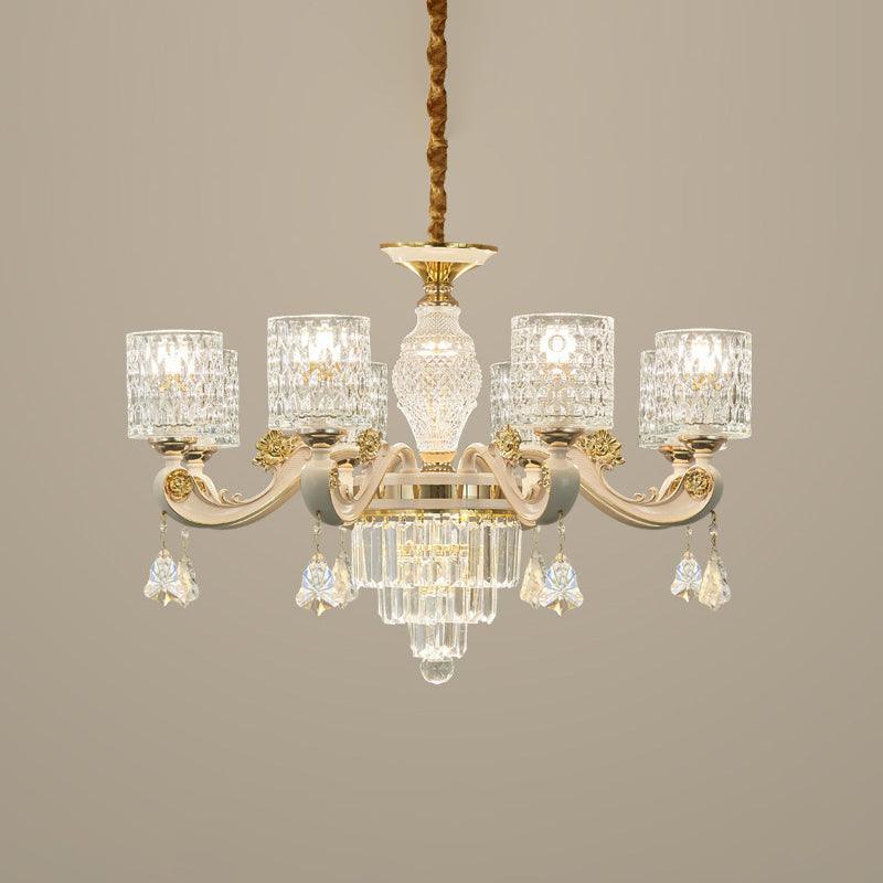 6/8-Light Crystal Pendant Lighting Modernism Gold Cylinder Chandelier - Rebooters