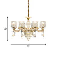6/8-Light Crystal Pendant Lighting Modernism Gold Cylinder Chandelier - Rebooters