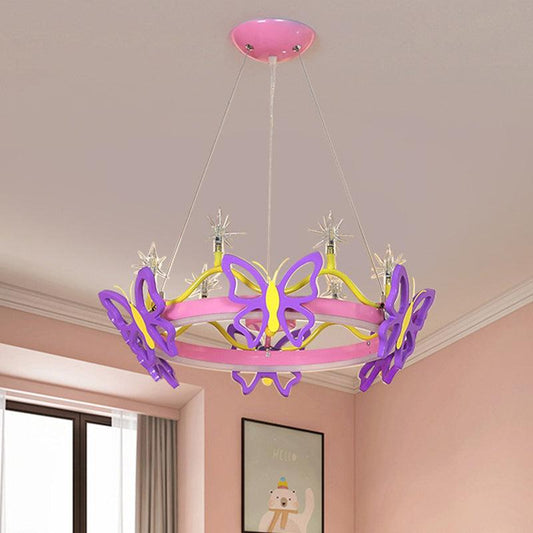 7 Bulbs Girl Room Hanging Chandelier Kid Pink Pendant Lamp - Rebooters