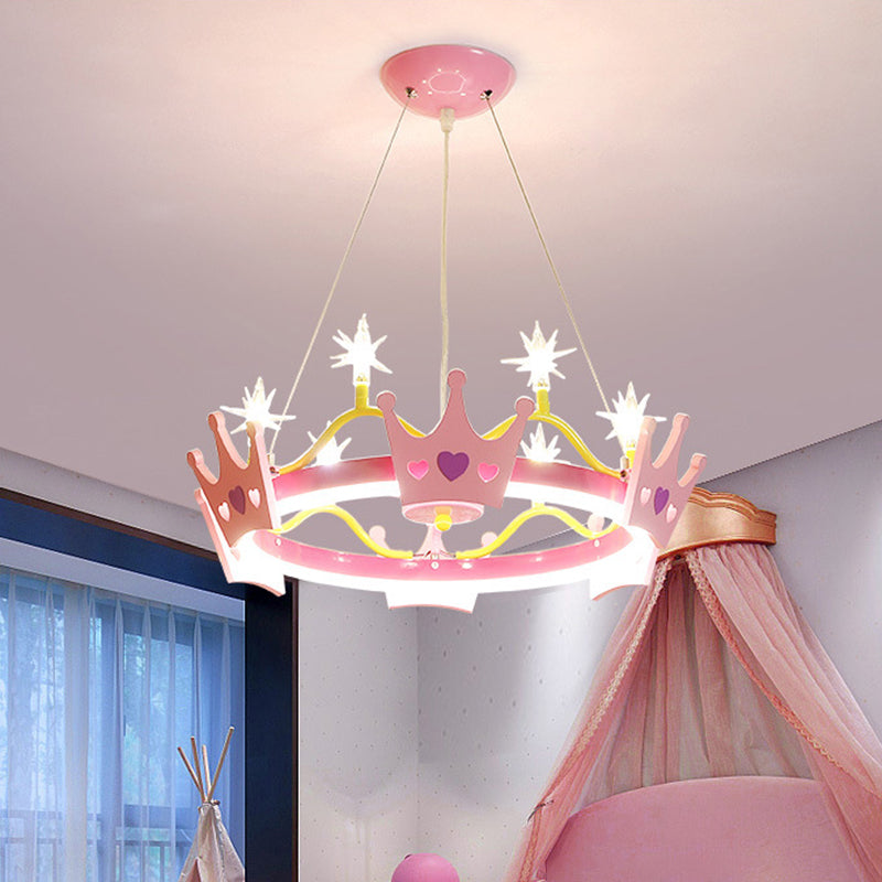 7 Bulbs Girl Room Hanging Chandelier Kid Pink Pendant Lamp - Rebooters