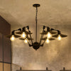 Antiqued Flat Chandelier Lighting 6/8 Bulbs Black Metal Lamp - Rebooters