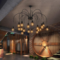 Antiqued Bulb Mesh Chandelier Light 8/12/18-Light Black Lamp - Rebooters