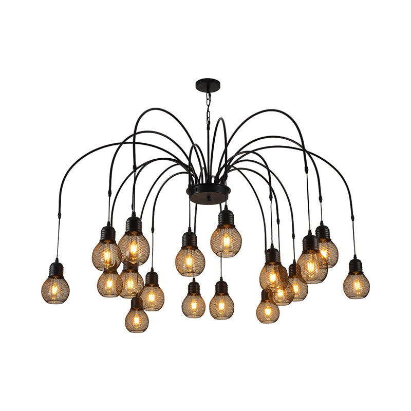 Antiqued Bulb Mesh Chandelier Light 8/12/18-Light Black Lamp - Rebooters