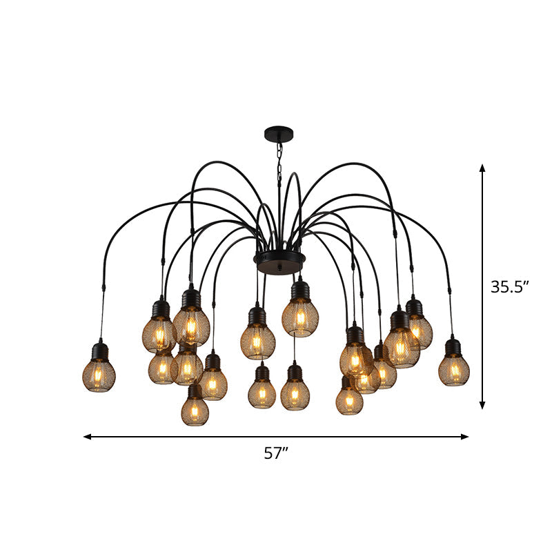 Antiqued Bulb Mesh Chandelier Light 8/12/18-Light Black Lamp - Rebooters