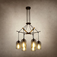 Bell Mesh Restaurant Chandelier Lighting Rustic Iron 6/12 Bulbs Black Hanging Ceiling Lamp - Rebooters