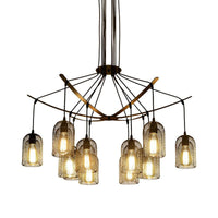Bell Mesh Restaurant Chandelier Lighting Rustic Iron 6/12 Bulbs Black Hanging Ceiling Lamp - Rebooters