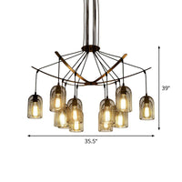 Bell Mesh Restaurant Chandelier Lighting Rustic Iron 6/12 Bulbs Black Hanging Ceiling Lamp - Rebooters