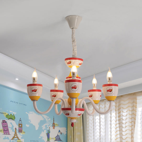 Cartoon Blameless Candle Chandelier with Car Glass 6 Lights - Rebooters