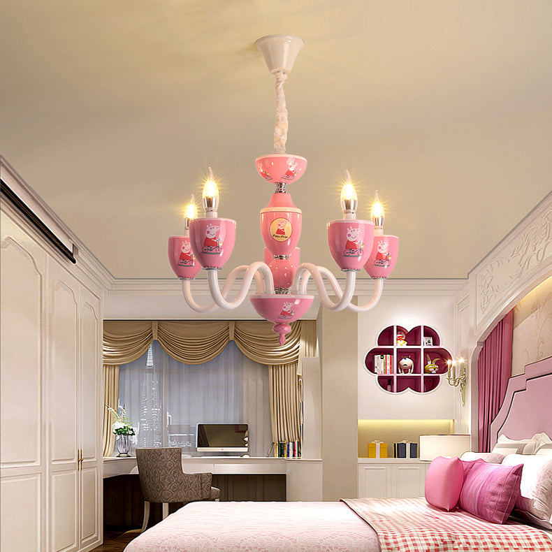 Cartoon Blameless Candle Chandelier with Car Glass 6 Lights - Rebooters
