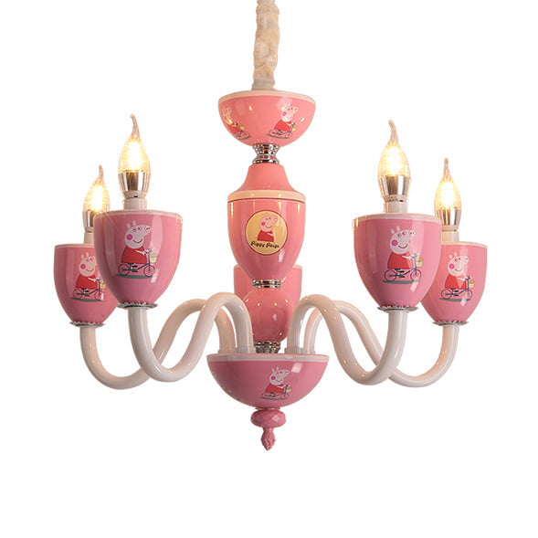 Cartoon Blameless Candle Chandelier with Car Glass 6 Lights - Rebooters
