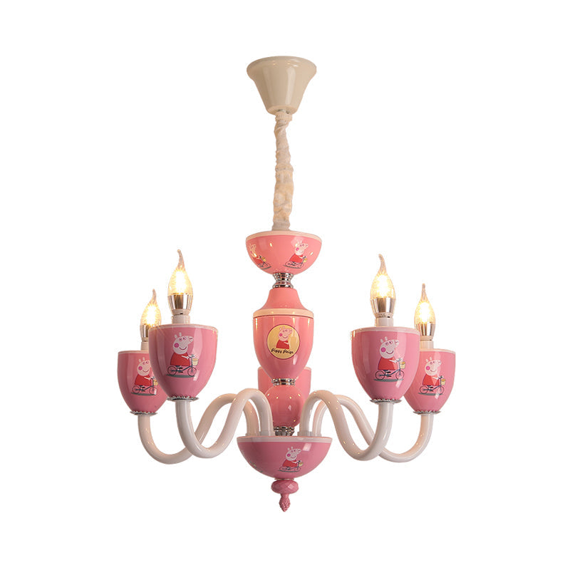 Cartoon Blameless Candle Chandelier with Car Glass 6 Lights - Rebooters