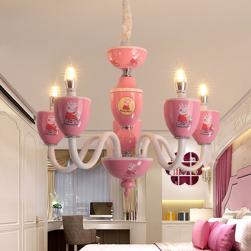 Cartoon Blameless Candle Chandelier with Car Glass 6 Lights - Rebooters