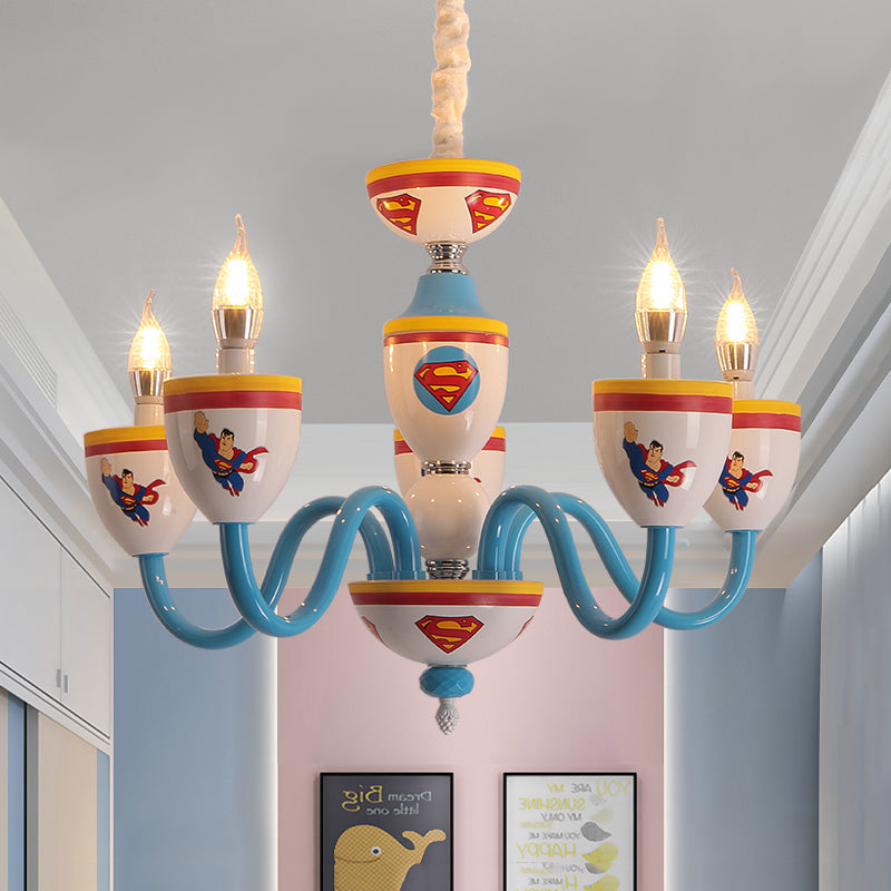 Cartoon Blameless Candle Chandelier with Car Glass 6 Lights - Rebooters