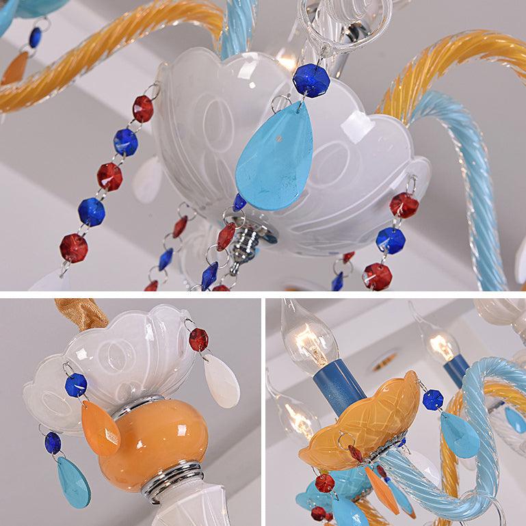 Kids Multi-Color Chandelier Fake Candle Glass Light for Game Room - Rebooters