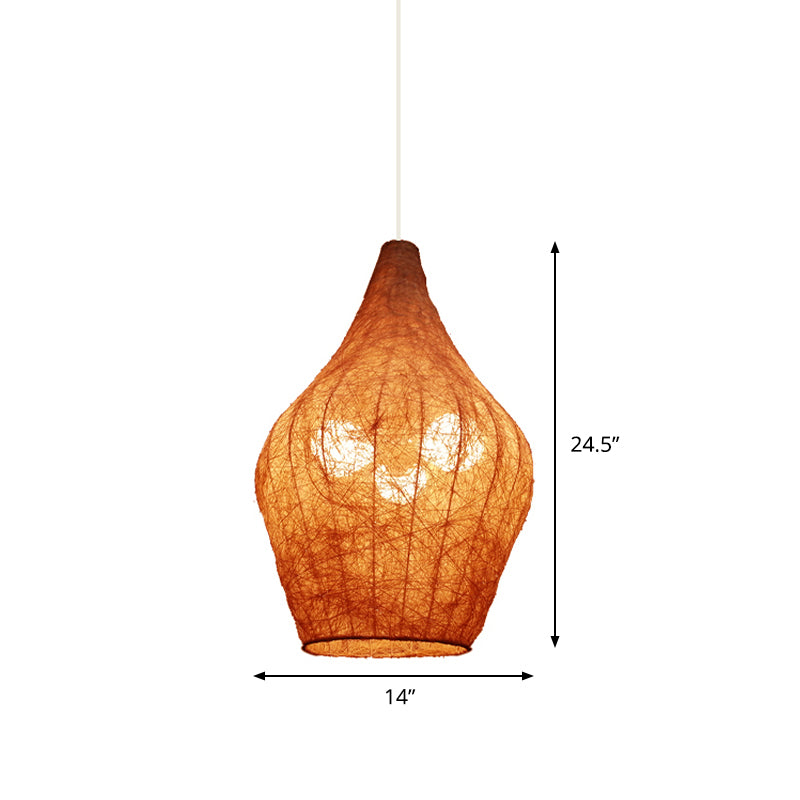 1 Bulb Bedroom Pendulum Lighting Asian Light Yellow Chandelier | Rebooters - Rebooters