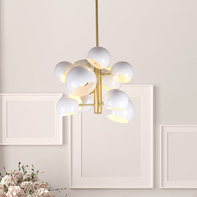 White Finish Dome Pendant Chandelier Modernist 10 Heads Metal Vertical Suspension Light - Rebooters