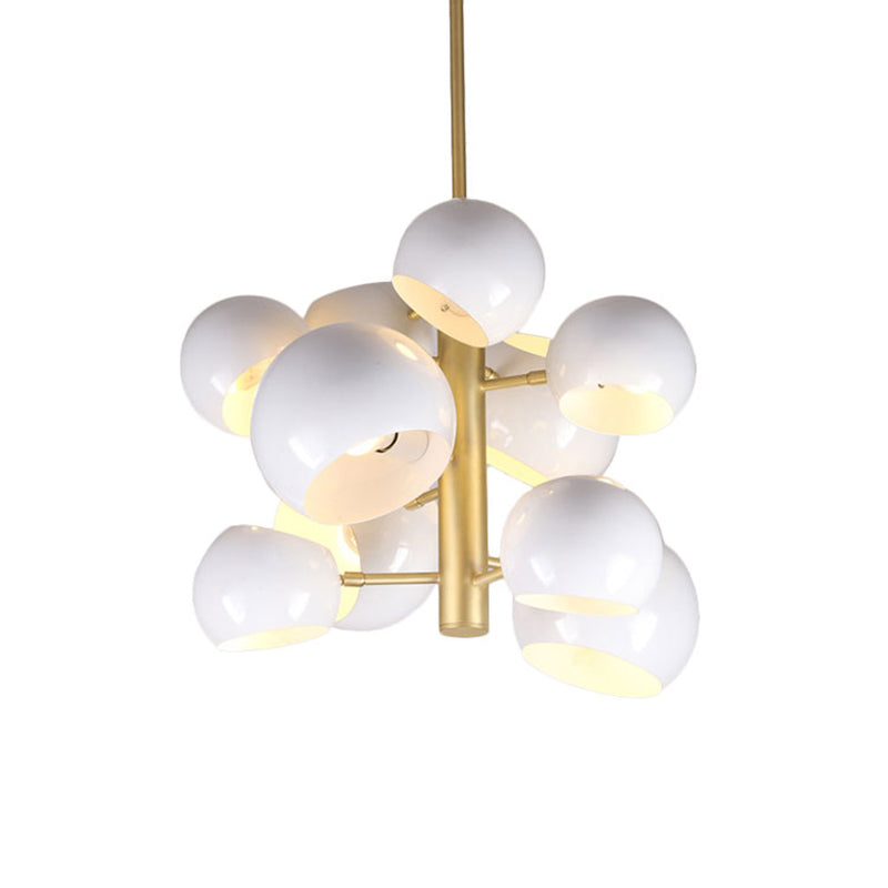 White Finish Dome Pendant Chandelier Modernist 10 Heads Metal Vertical Suspension Light - Rebooters