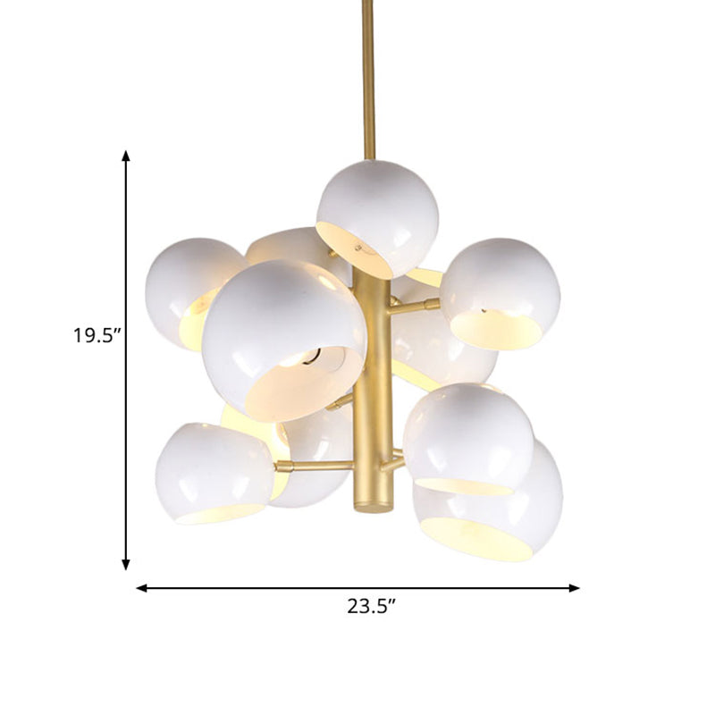 White Finish Dome Pendant Chandelier Modernist 10 Heads Metal Vertical Suspension Light - Rebooters