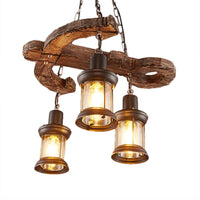 3 Lights Ceiling Light Fixture Coastal Kerosene Clear Glass Pendant Chandelier - Rebooters