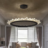 Black Gold Ring Pendant Chandelier Modern Crystal Accent Light - Rebooters