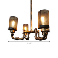 4 Bulbs Cylinder Chandelier Lamp with Mesh Screen Vintage Bronze - Rebooters