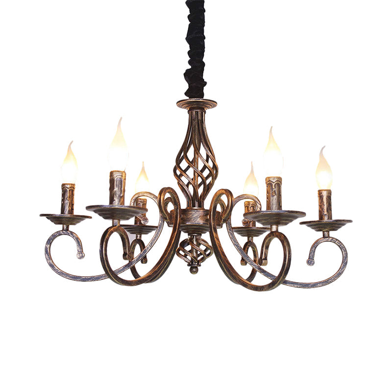 Vintage Stylish Candle Chandelier Lamp 6 Bulbs Bronze Lighting - Rebooters