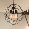 Wire Globe Metal Shade Pendant Light Black 3 Bulbs Lamp - Rebooters