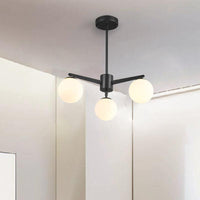 Ball Chandelier Simple Style Opal Glass 3 Lights Lamp - Rebooters