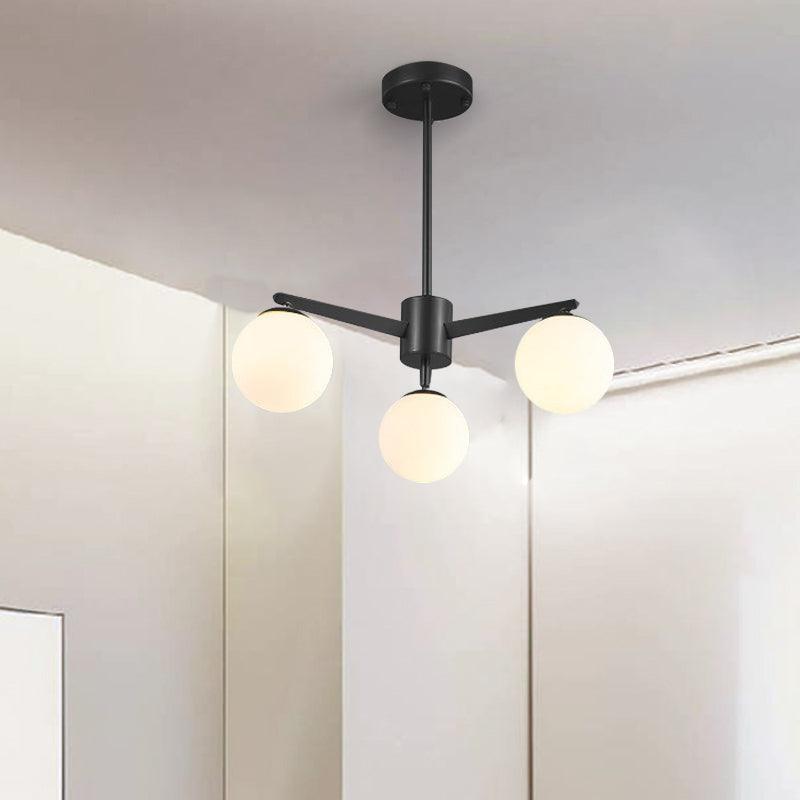 Ball Chandelier Simple Style Opal Glass 3 Lights Lamp - Rebooters