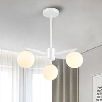 Ball Chandelier Simple Style Opal Glass 3 Lights Lamp - Rebooters