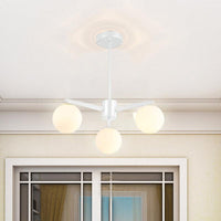 Ball Chandelier Simple Style Opal Glass 3 Lights Lamp - Rebooters