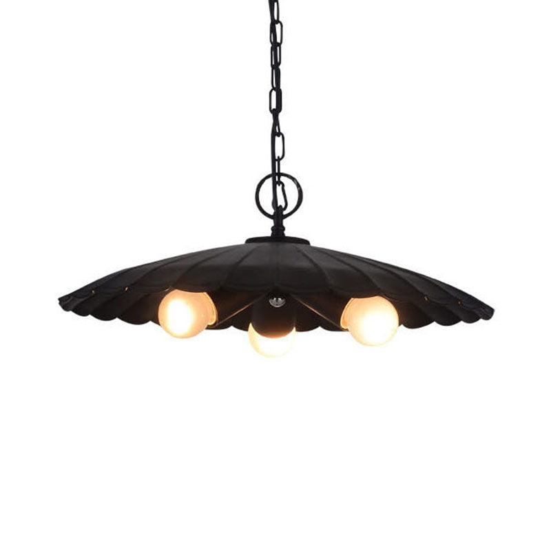 3 Bulbs Scalloped Pendant Lighting Rustic Industrial Chandelier - Rebooters