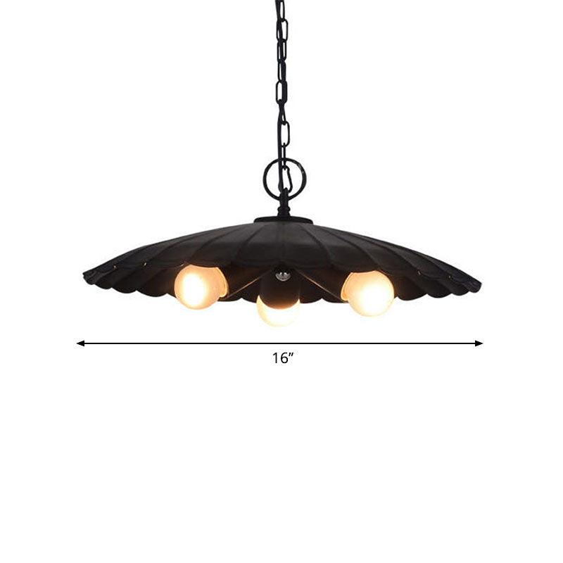 3 Bulbs Scalloped Pendant Lighting Rustic Industrial Chandelier - Rebooters