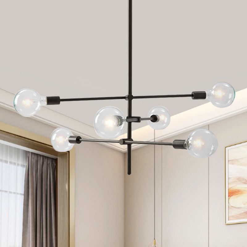 Contemporary Sputnik Chandelier Lighting Metallic 6 Lights Pendant Lamp Black Gold - Rebooters