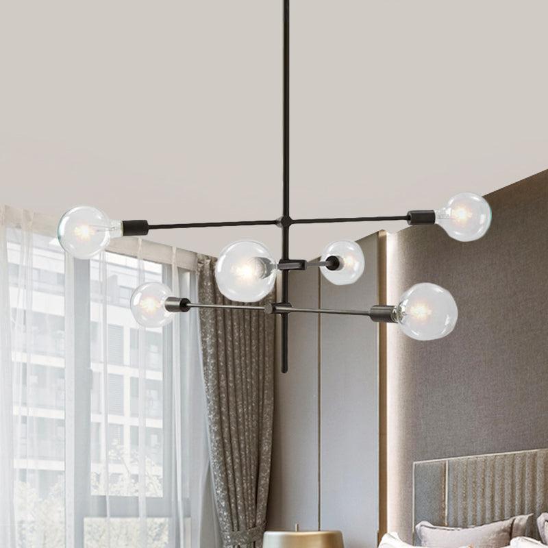 Contemporary Sputnik Chandelier Lighting Metallic 6 Lights Pendant Lamp Black Gold - Rebooters