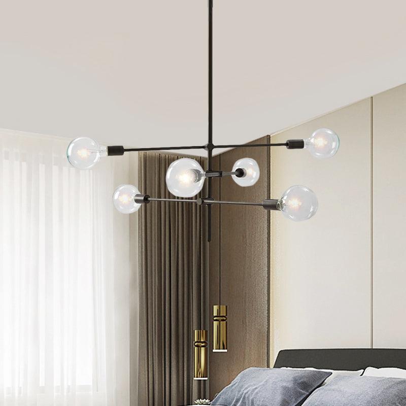 Contemporary Sputnik Chandelier Lighting Metallic 6 Lights Pendant Lamp Black Gold - Rebooters