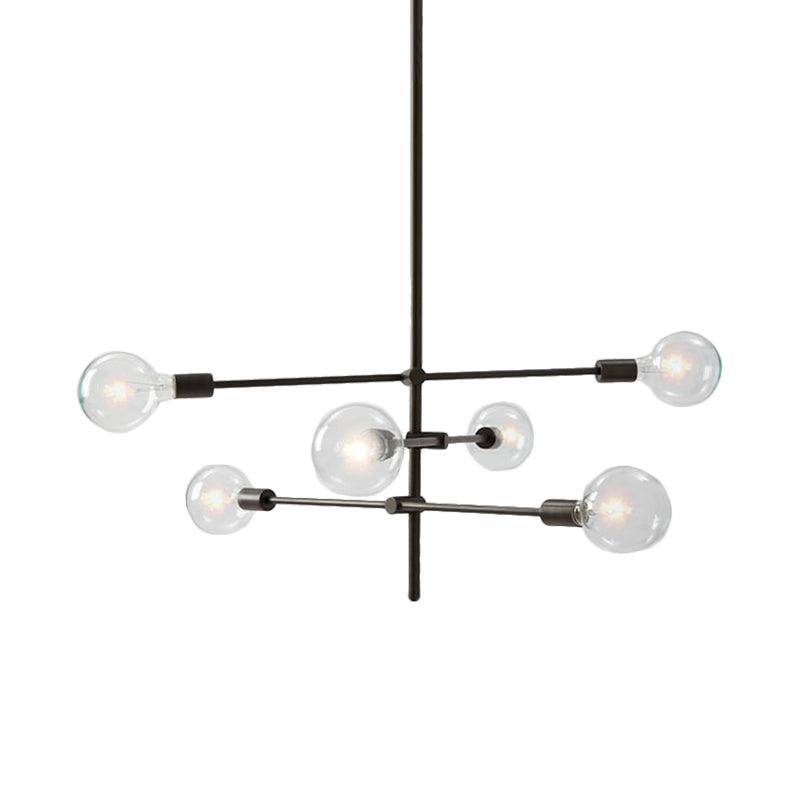 Contemporary Sputnik Chandelier Lighting Metallic 6 Lights Pendant Lamp Black Gold - Rebooters